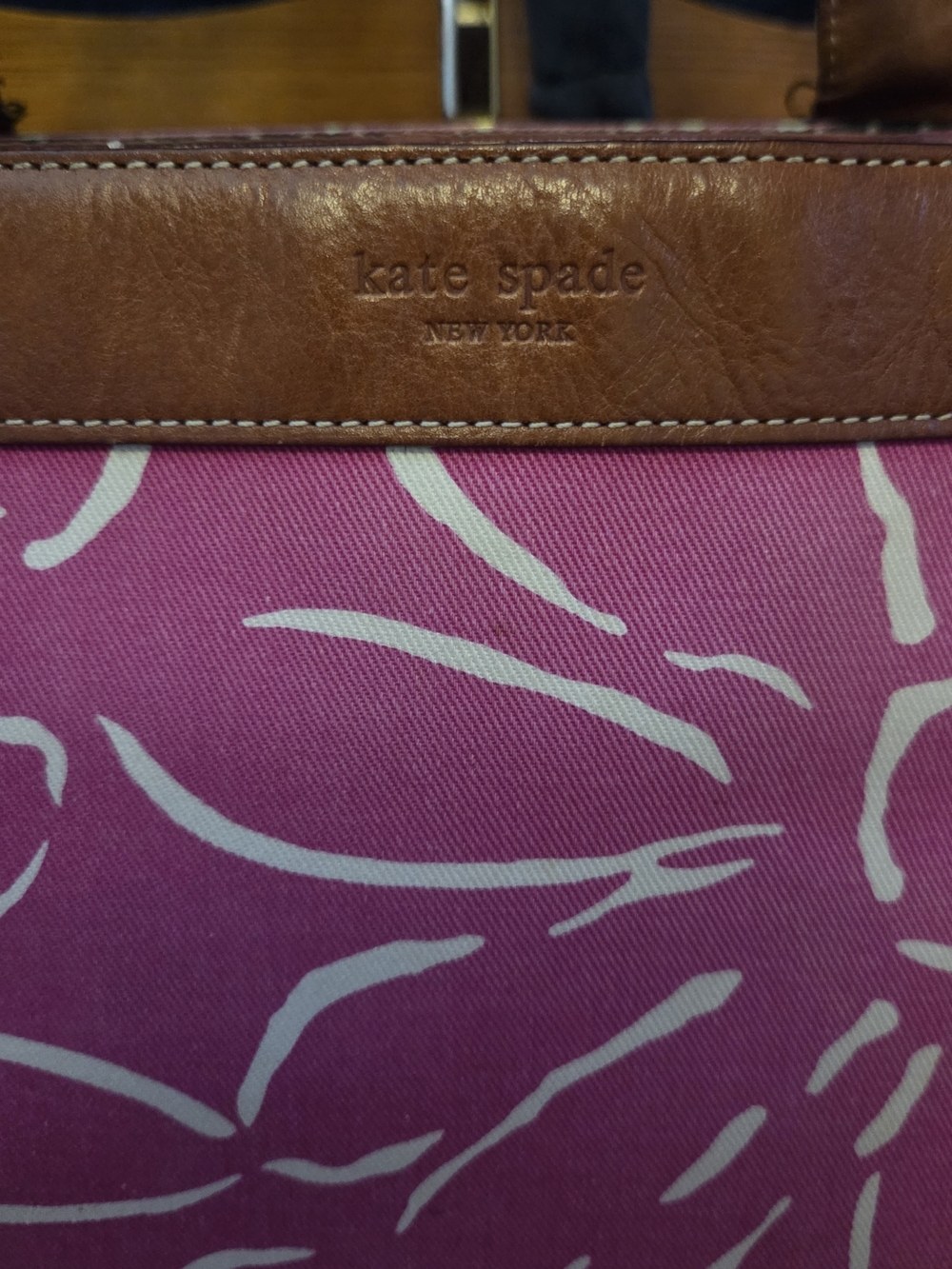 Kate Spade Pink Floral Statement Tote | Leather Handles Preppy Chic Classic - Picture 13 of 16
